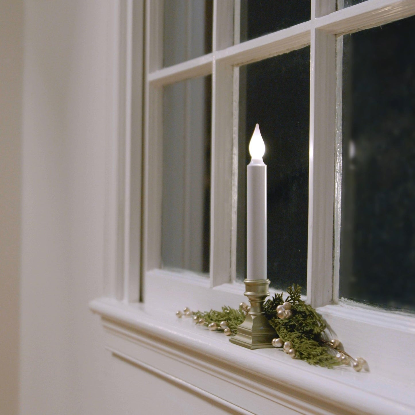 612 Vermont LED Battery Operated Window Candles with Timer, Bright Hot Spot, VT-1506P-4 (Pack of 4, Pewter)
