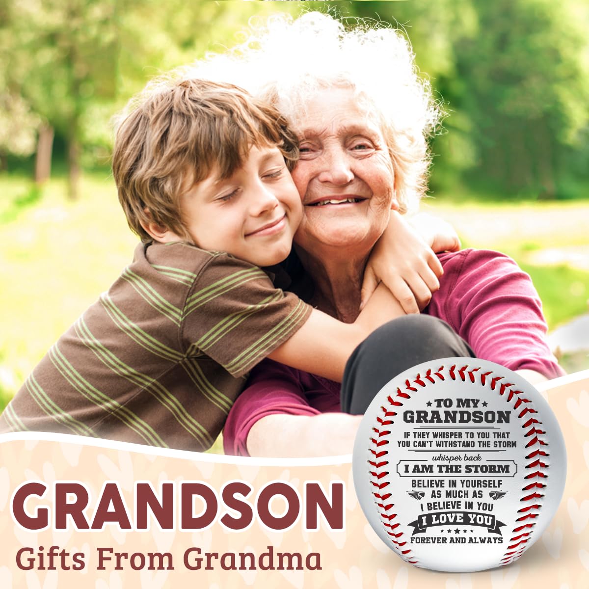 DOPTIKA Father's Day Birthday Gifts for Grandson, to My Grandson Engraved Baseball, Teen Boy Gifts, Graduation Gifts for Him from Grandparents, Grandson Gifts from Grandma