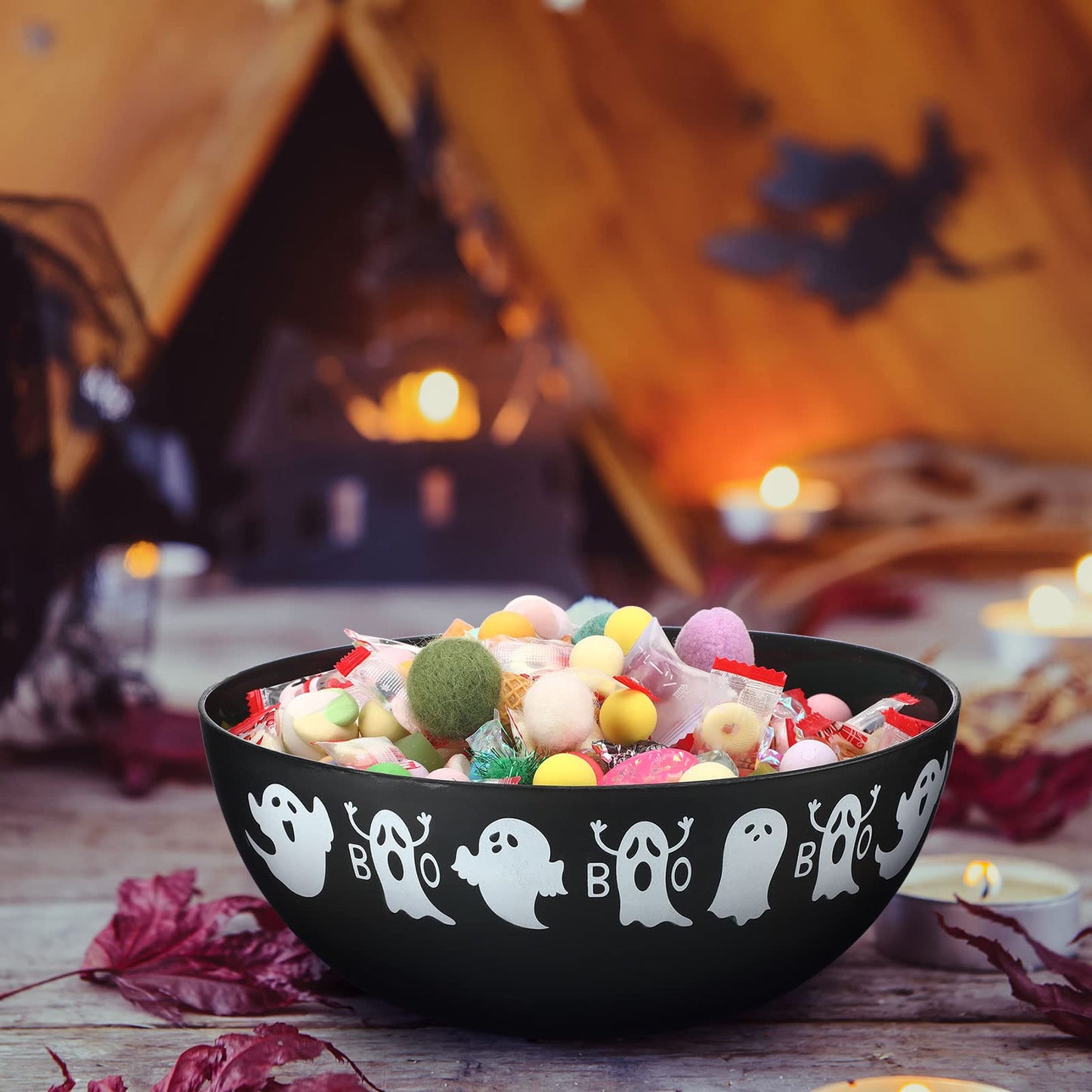 Funtery 6 Pcs Halloween Plastic Trick Treat Candy Bowls - Large Serving Bowls for Party Decor (Ghost, Pumpkin, Bat)