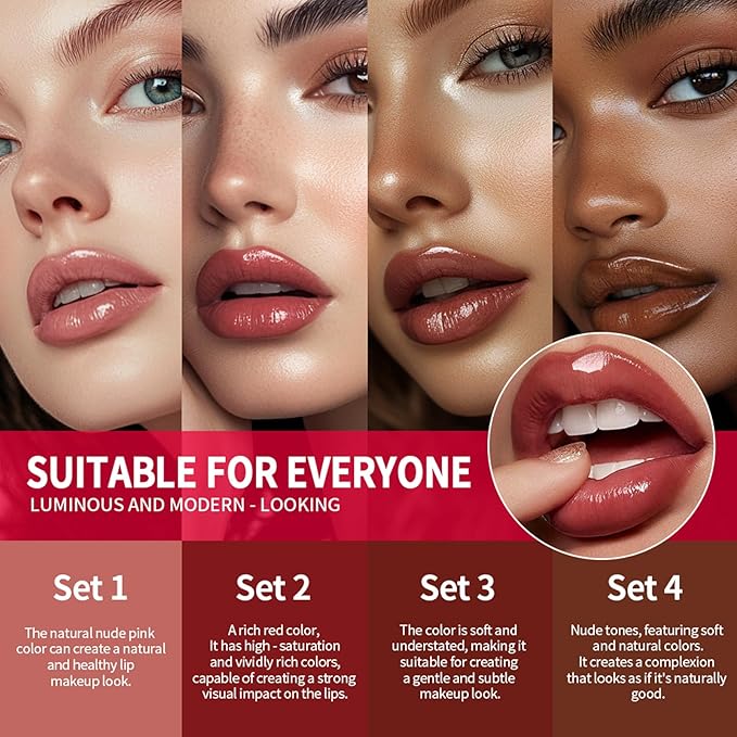 3PCS Lip Liner and Lipstick Combo Set - Matte Lip Liner Pencil, Velvet Matte Lipstick & Hydrating Collagen Lip Gloss - Long-Lasting, Smudge-Proof, Nude Brown Lip Makeup Kit (#3 Reddish Brown)