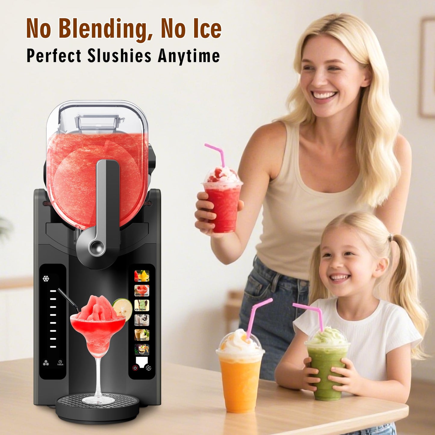 KELTEROOM Slushie Machine for Home with LED Display - One-Touch Reservation & 6 Pre-set Programs,No Ice Needed Slushy Machine 88oz Frozen Drink Machine for Frozen Margaritas,Frappés& Ice Cream Slushie