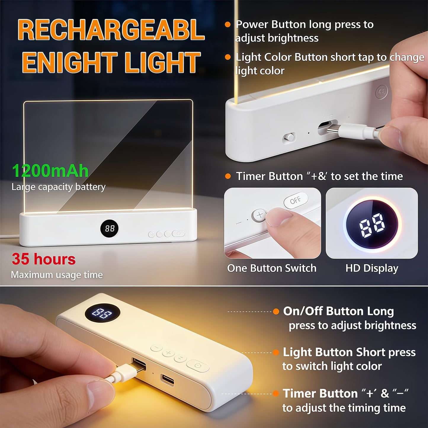 2026 Upgraded Book Light, Rechargeable Clear LED Flat Book Lights for Reading in Bed at Night with 3 Colors & Timer, Dimmable Panel Plate Book Lamp Full Page Light, Bookish Gifts for Book Lovers