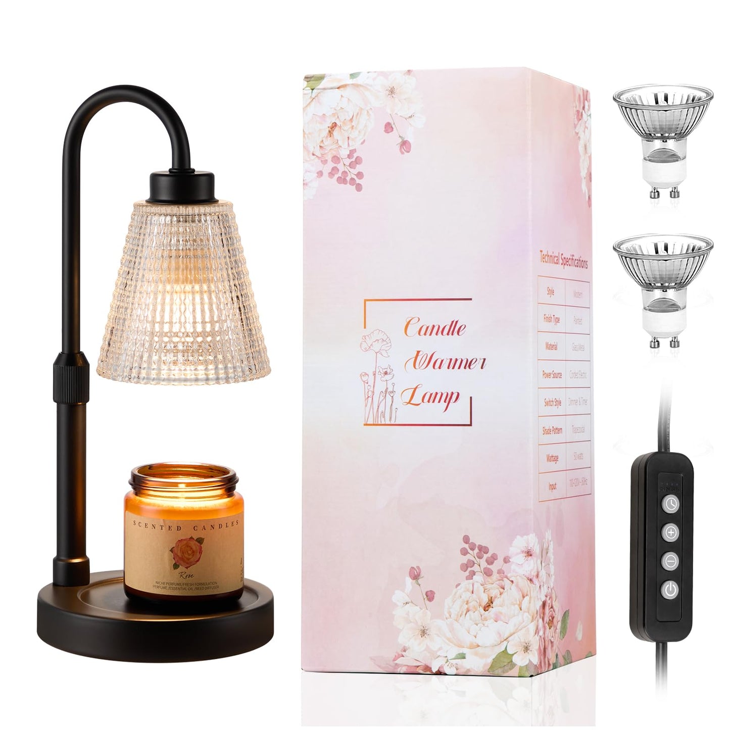 Innqoo Candle Warmer Lamp with Timer, Dimmable Candle Warmer for Jar Candles, Height Adjustable Wax Melts Warmer, Birthday Gifts for Women Mom, House Warming Gifts New Home Decor