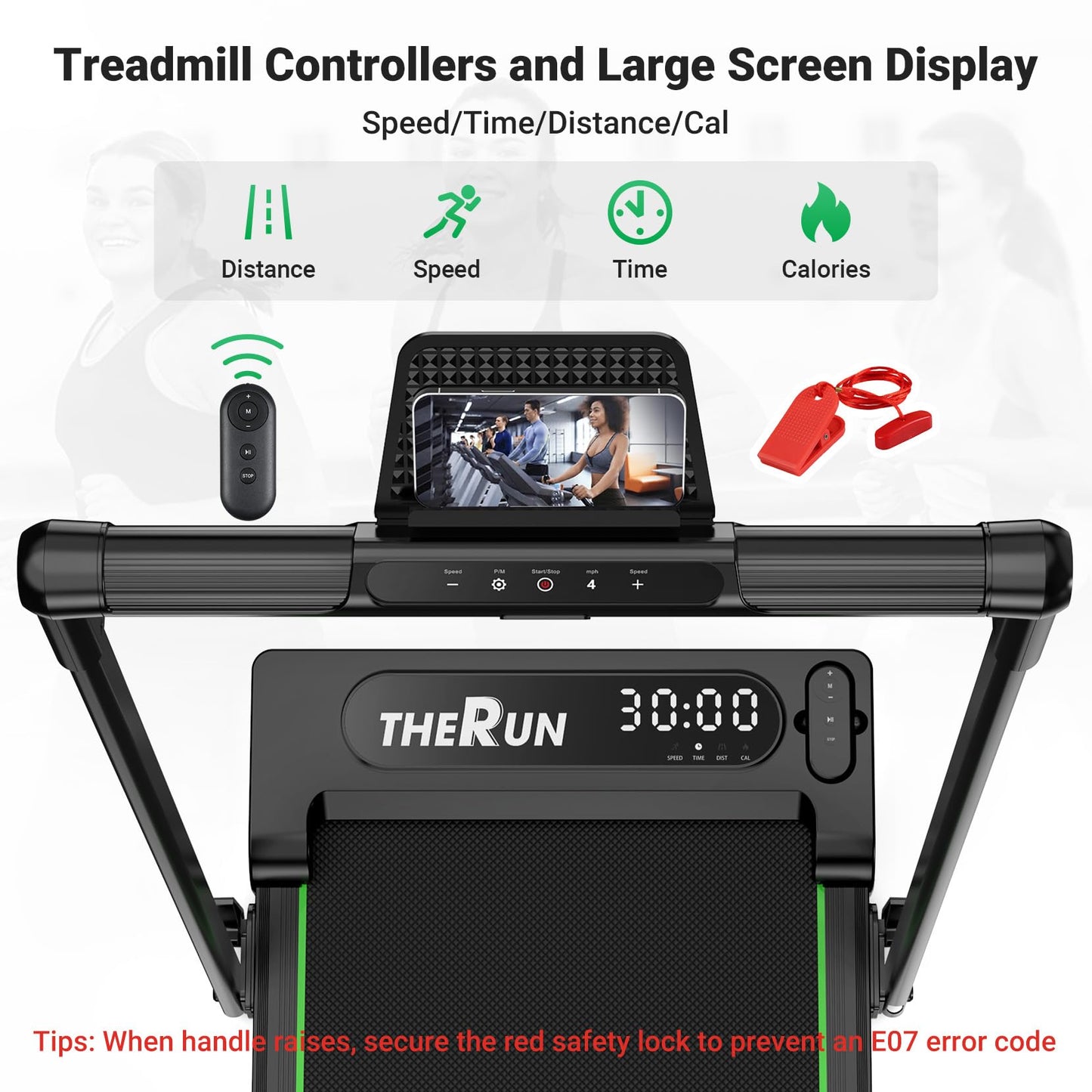 THERUN Walking Pad, 2 in 1 Foldable Treadmills for Home, 2.5HP Under Desk with Handle Bar, 16" Widened Running Belt, with Remote Control & LED Touch Screen