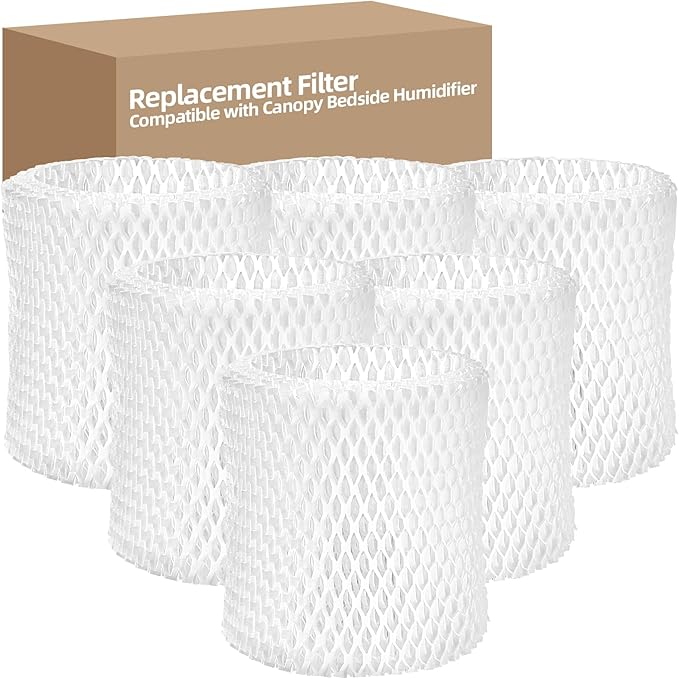 DerBlue 6 Pack Humidifier Replacement Filter Compatible with Canopy Bedside Humidifier and Nursery Humidifier,Wood Pulp & ...