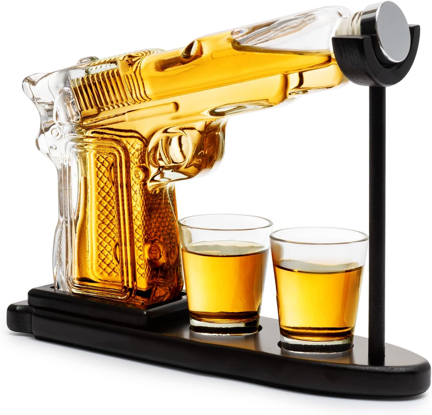 Gifts for Men Dad, 9 Oz Whiskey Gun Decanter Set, Unique Dad Birthday Gift Ideas from Daughter Son, Retirement Bar Stuff Gift for Father Him Brother, Pistol Dispenser for Liquor Vodka - Shot Glasses
