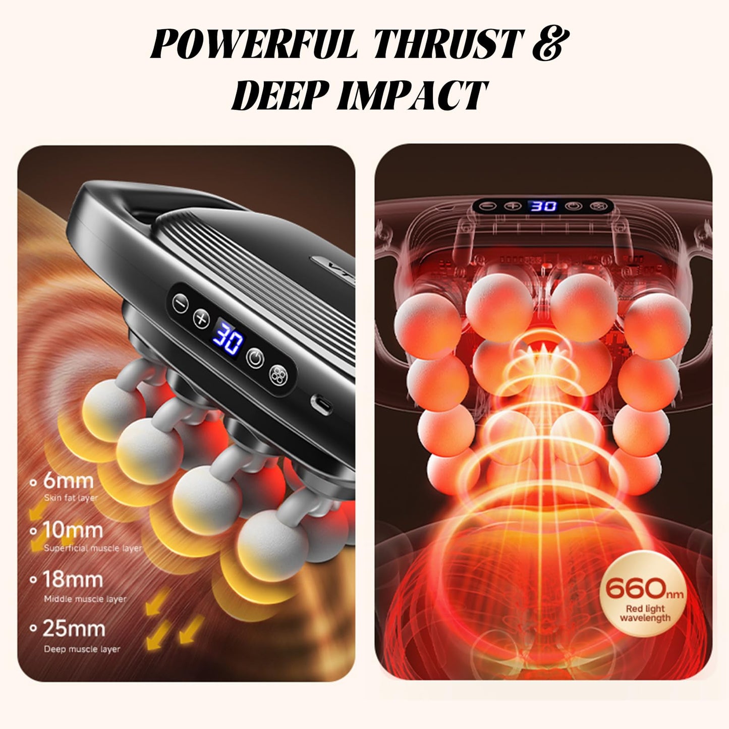 Jaxiuk 16 Head Deep Tissue Massage Gun, Body Massager for Back, Shoulders, Neck, Legs, Feet, Percussion Muscle Massager with 3 Modes & 30 Intensities for Muscle Relaxation (Grey)