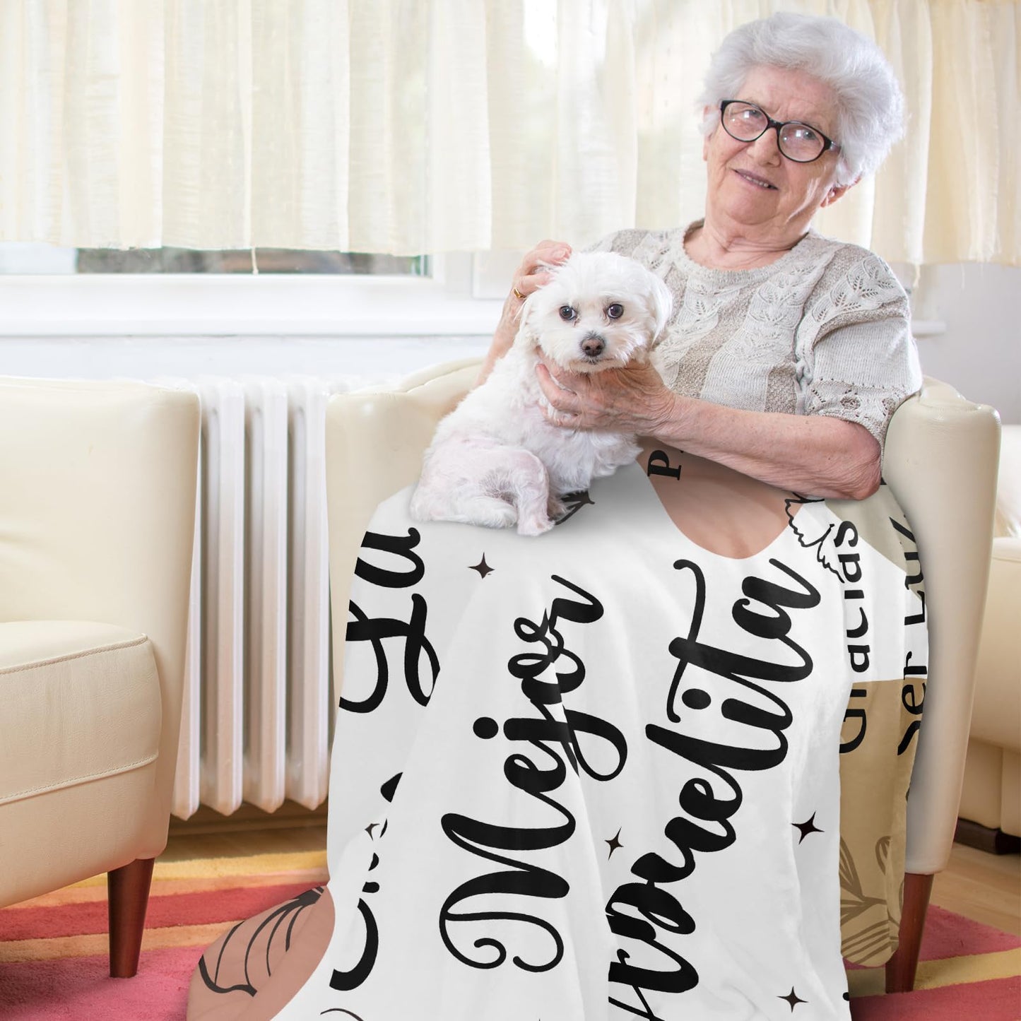Puzopal Abuela Gifts, Abuelita Gifts Blanket 60"X50",Mothers Day Christmas Grandma Birthday Gift in Spanish, Mejor Abuela Gift from Grandchildren Blanket 60"X50"