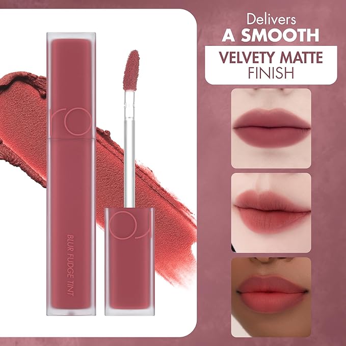 rom&nd Blur Fudge Lip Tint #02 Rosiental | Muted Rosy MLBB Velvet Matte Liquid Lipstick | Soft Blurring K-Beauty Formula, Long-Lasting & Non-Drying