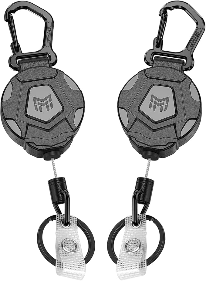 MNGARISTA 2-Pack Retractable Keychain, Heavy Duty Carabiner Badge Holder, Tactical ID Badge Reel Key Chain with 31.5” Stee...