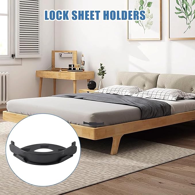 Sheet Holder, Bed Sheet Holders Secure Bed Sheets Firm&Tight Heavy Duty Sheets Fasteners For Corner Fitted Sheet Straps Fit Twin Queen & King Beds that All Mattress Sizes (4, Grey) (Light gray)