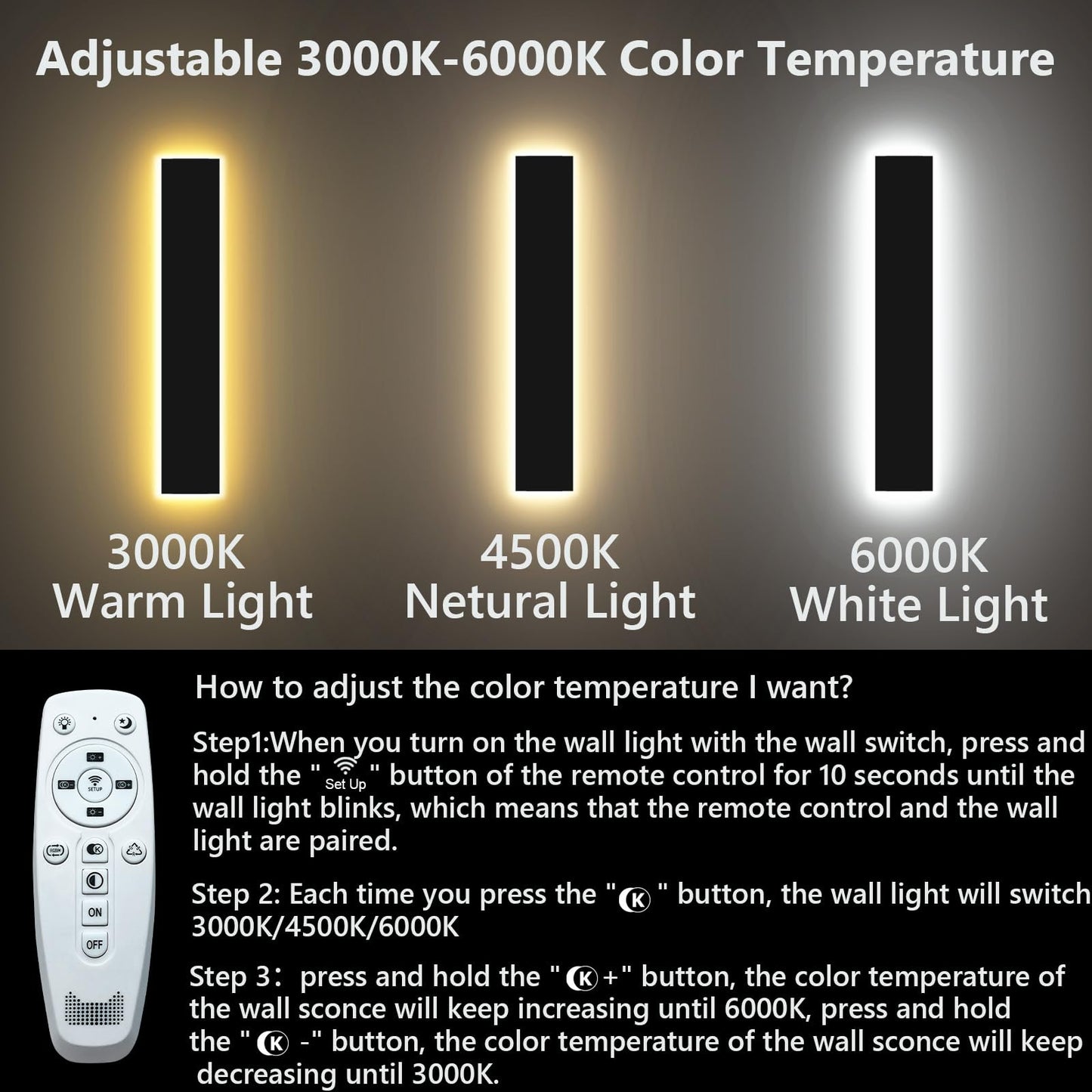 pedforn 2psc 39in Outdoor Wall Sconces, IP65 Waterproof Outdoor Long Wall Lights, Exterior Lighting Fixtures for Garage Patio Porch, Black Linear Dimmable LED Wall Light for House(4.33in Width)