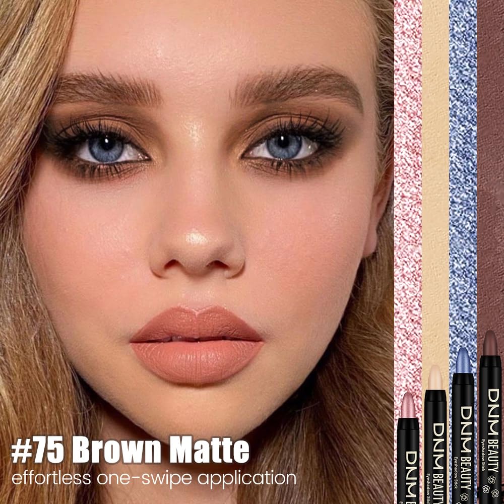 evpct Brown Matte Cream Eye Shadow Sticks Brightener Pencils for Women, Longwear Brown Silky Eyeshadow Applicator Stick Pen Wate