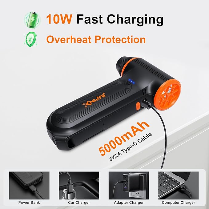 X117 Compressed Air Duster-150000RPM Super Power Snow Blower, 3-Gear Adjustable Mini Blower with Fast Charging, Electric Air Duster for Leaves,Snow,Computer, Keyboard, House, Outdoor,and Car