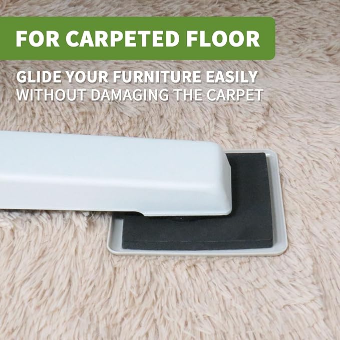 COVERCORNER Furniture Sliders for Carpet 8 PCS - 5 inch Furniture Moving Slider Chair Legs Floors Protectors Square Furniture Movers Sliders – Move Your Furniture Easy & Safely(for Carpet)