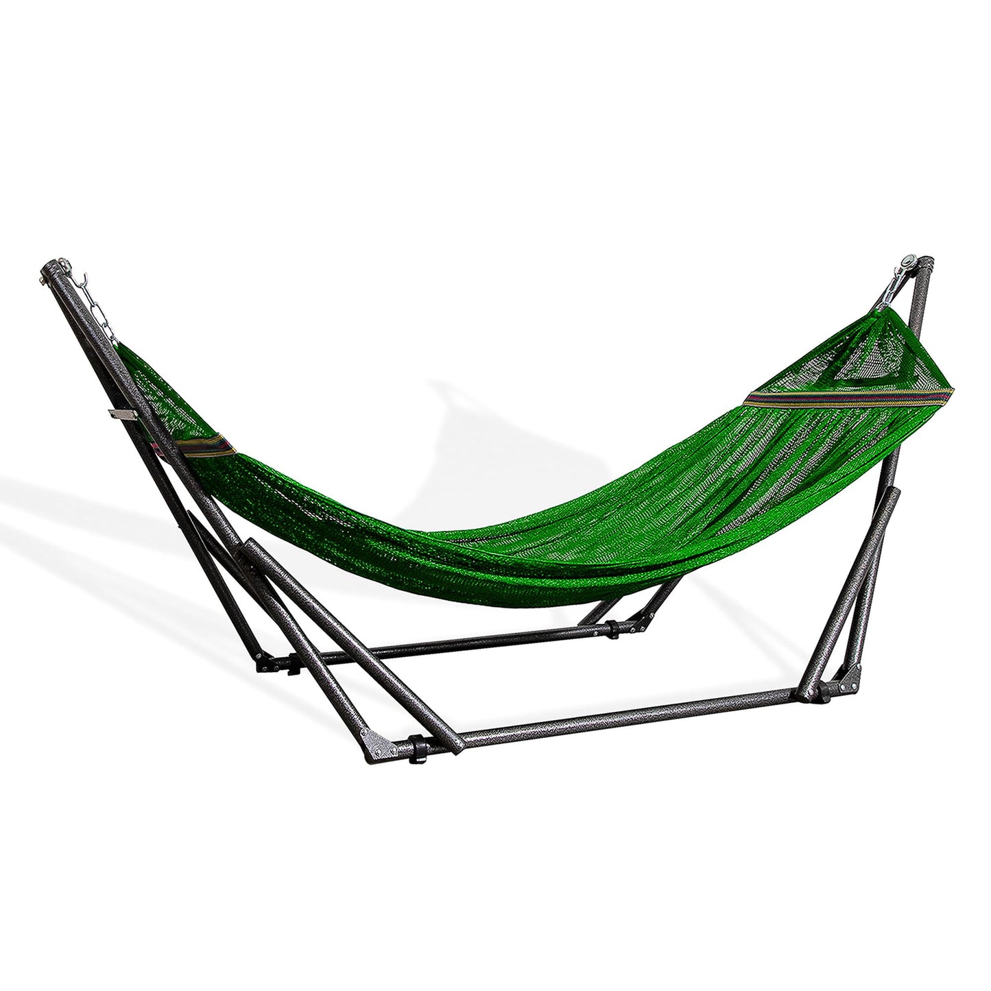 Best Home Fashion Hammock for 2 Persons with Collapsible Steel Stand 600 lbs Capacity- Portable Carrying Case, Adjustable, Perfect for Camping Beach Patio, EZ Daze Foldable Hammock with Stand- Green