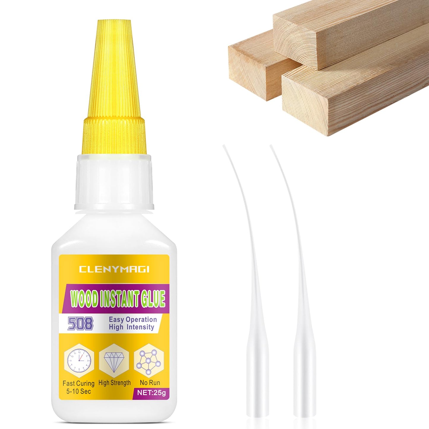 ClenyMagi Wood Glue, High Strength Fast Drying Clear Wood Glue for Furniture Heavy Duty, Woodworking, Garden, Crafts, DIY, Waterproof, Heat Resistant Tacky Adhesive (1 Bottle of 25g)