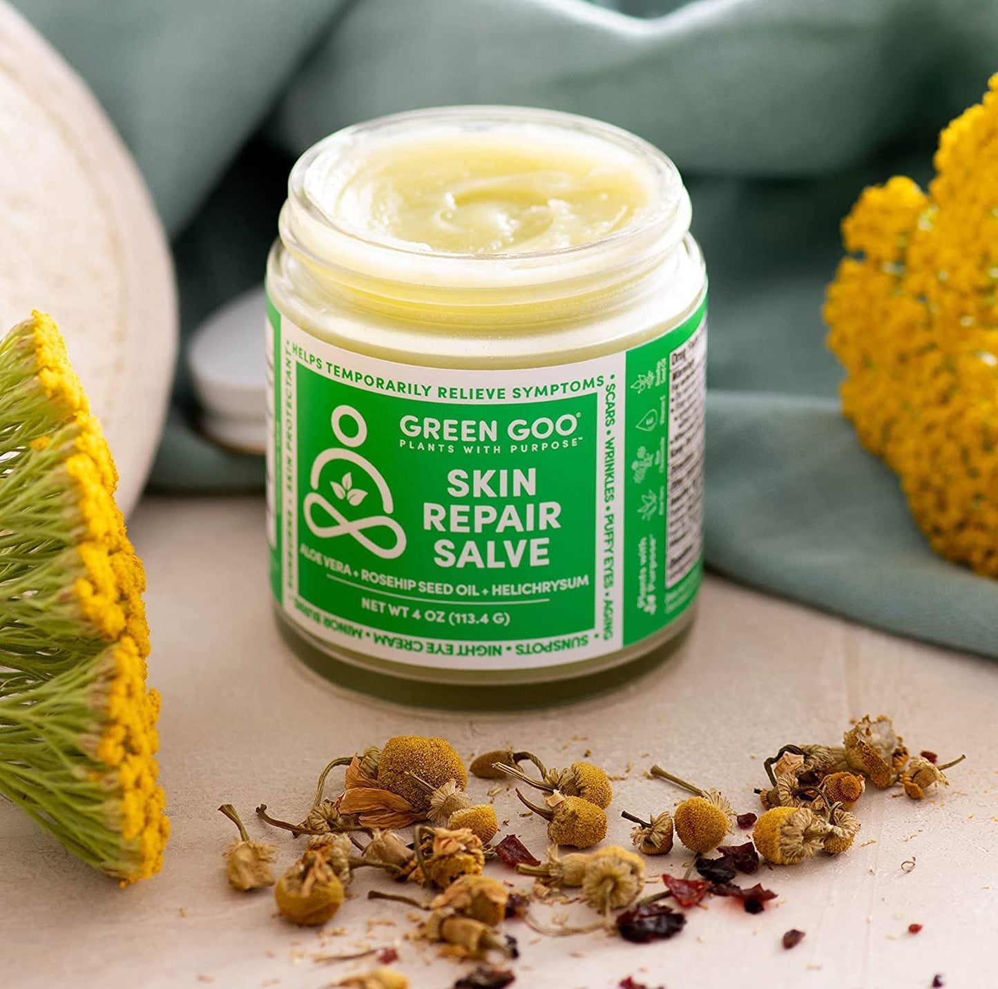 Green Goo Skin Repair Healing Salve, Natural Body & Face Moisturizer with Aloe Vera, Improves Skin's Appearance, Great for Scarr