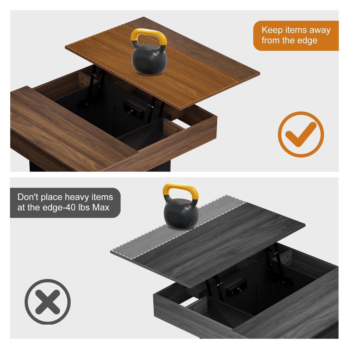 FABATO Lift Top Coffee Table with LED Light and Charging Station, 31.5 Inch Square Coffee Table with Hidden Storage, Modern Farmhouse Center Table for Living Room, Reception Dinning Room,Black
