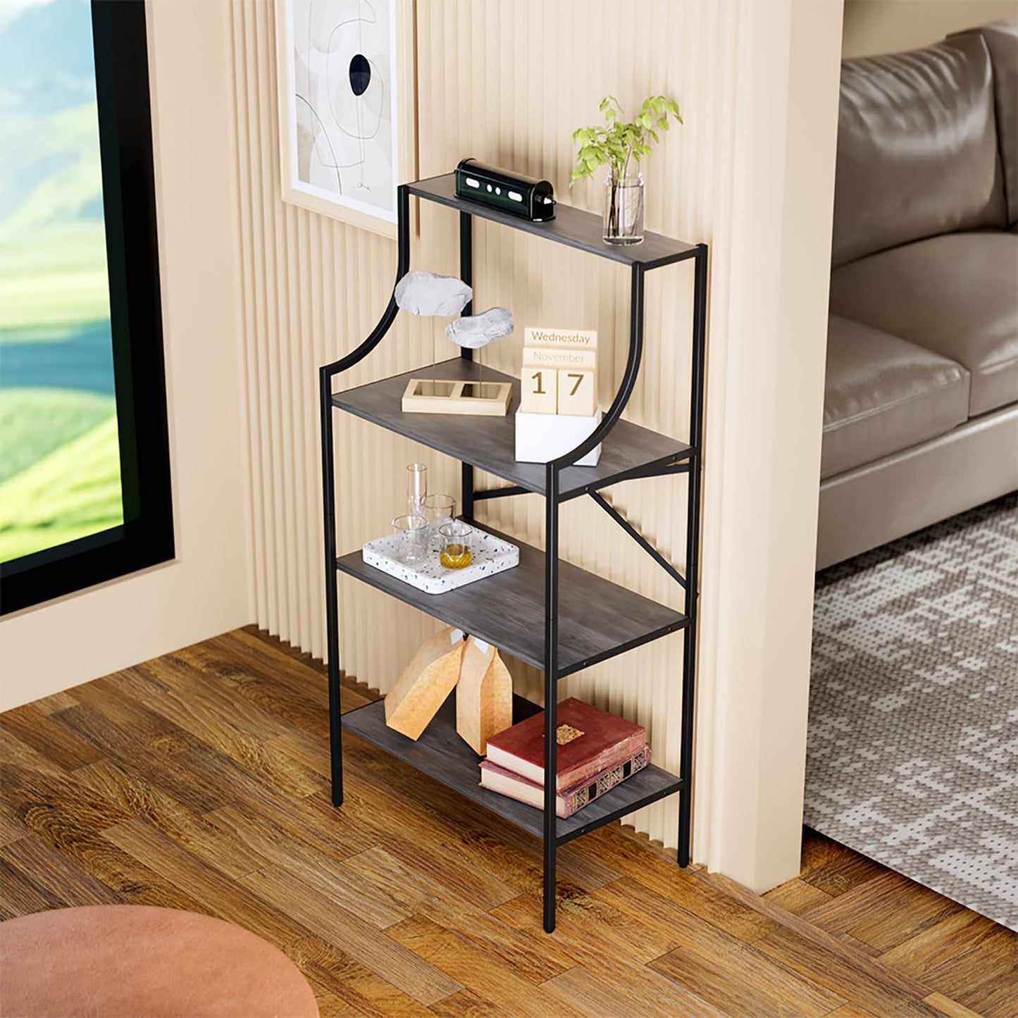 Kasrikly Console Table, entryway Table 4-Tier Sofa Table with Storage Shelves, Couch Table Behind Sofa, Standing Bakers Rack