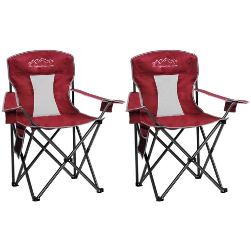 SAILARY 2PCS Mesh Folding Camping Chairs, Oversized Portable Outdoor Chairs, Weight Capacity 325 lbs with Cup Holder, Storage Pocket, Carry Bag Red