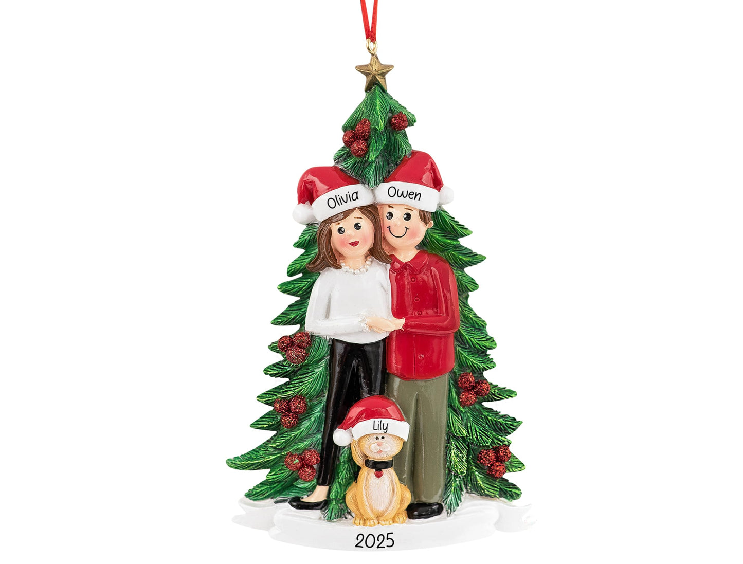 UniqXmas Personalized Couple with Cat Christmas Ornament 2025 | Customized Family of 2 with Kitten for Xmas Tree | Unique Our First Christmas Together with New Kitty Keepsake | Custom Name & Year