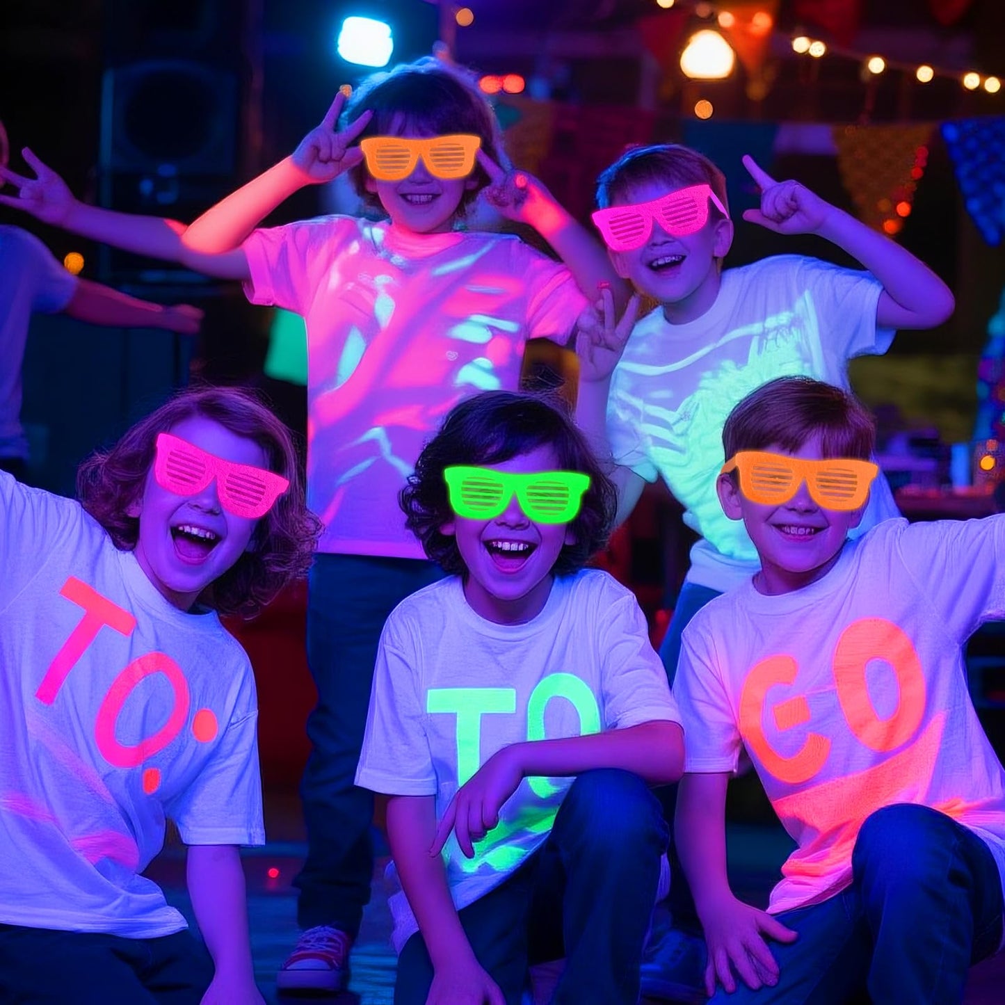 Mega-L 12 Pcs Glow in The Dark Glasses, Glow in The Dark Party Supplies, Neon Fluorescent Blacklight Eyeglasses Party Favors, Glow Photo Booth Props Eyewear Accessories for Women, Men, Adult Halloween