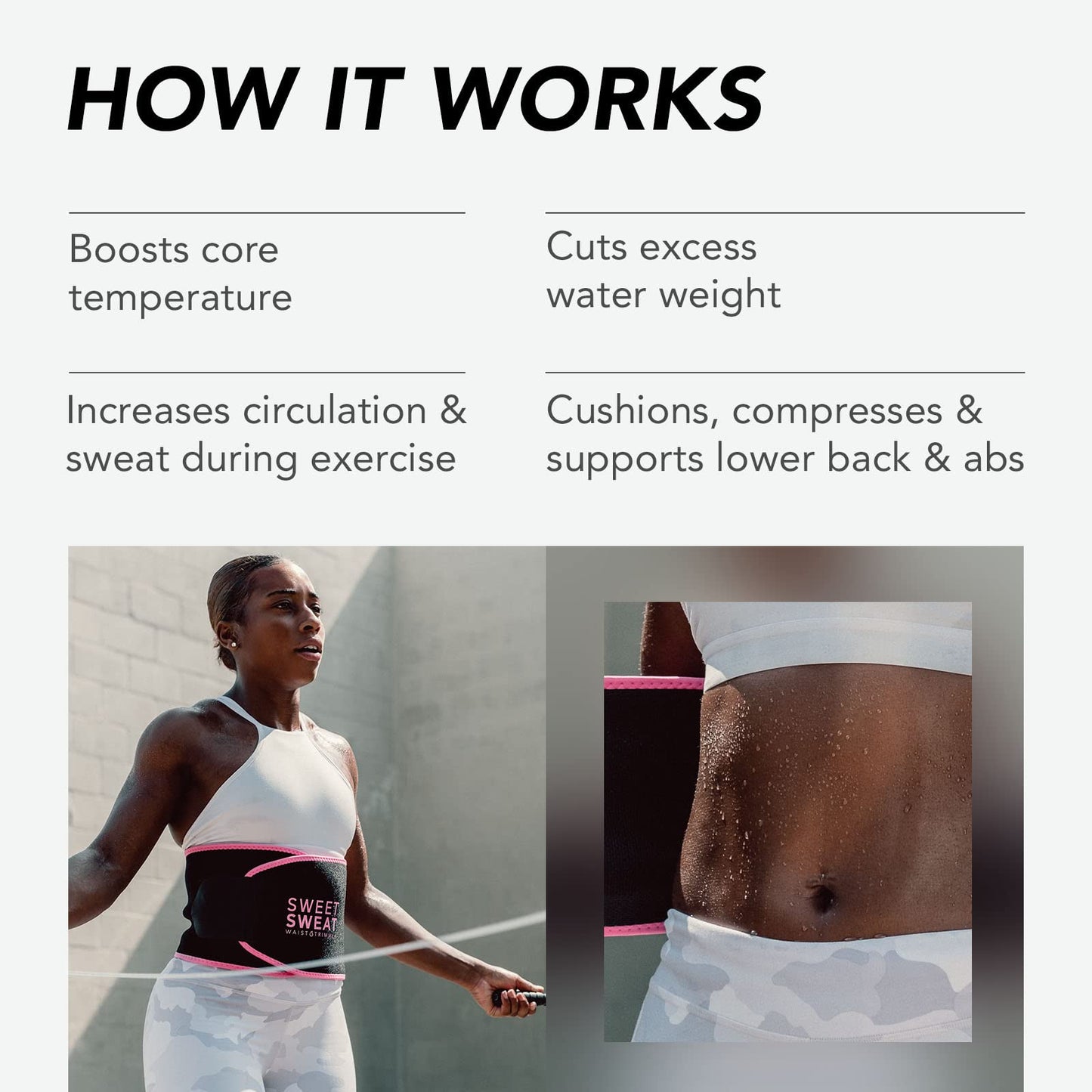 Sports Research Sweet Sweat Waist Trimmer (Core Series) - Premium Sweat Enhancing Fitness Band for Women & Men - Adjustable Fit · Latex-Free Neoprene - Pink Logo, Large