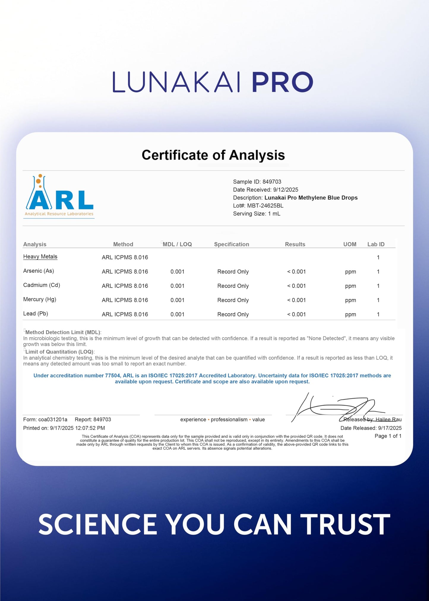 Lunakai PRO USA Manufactured Methylene Blue Pharmaceutical Grade – 99.99% Pure USP Grade 1% Methylene Blue Drops for Humans – Cognitive & Focus Support Supplement