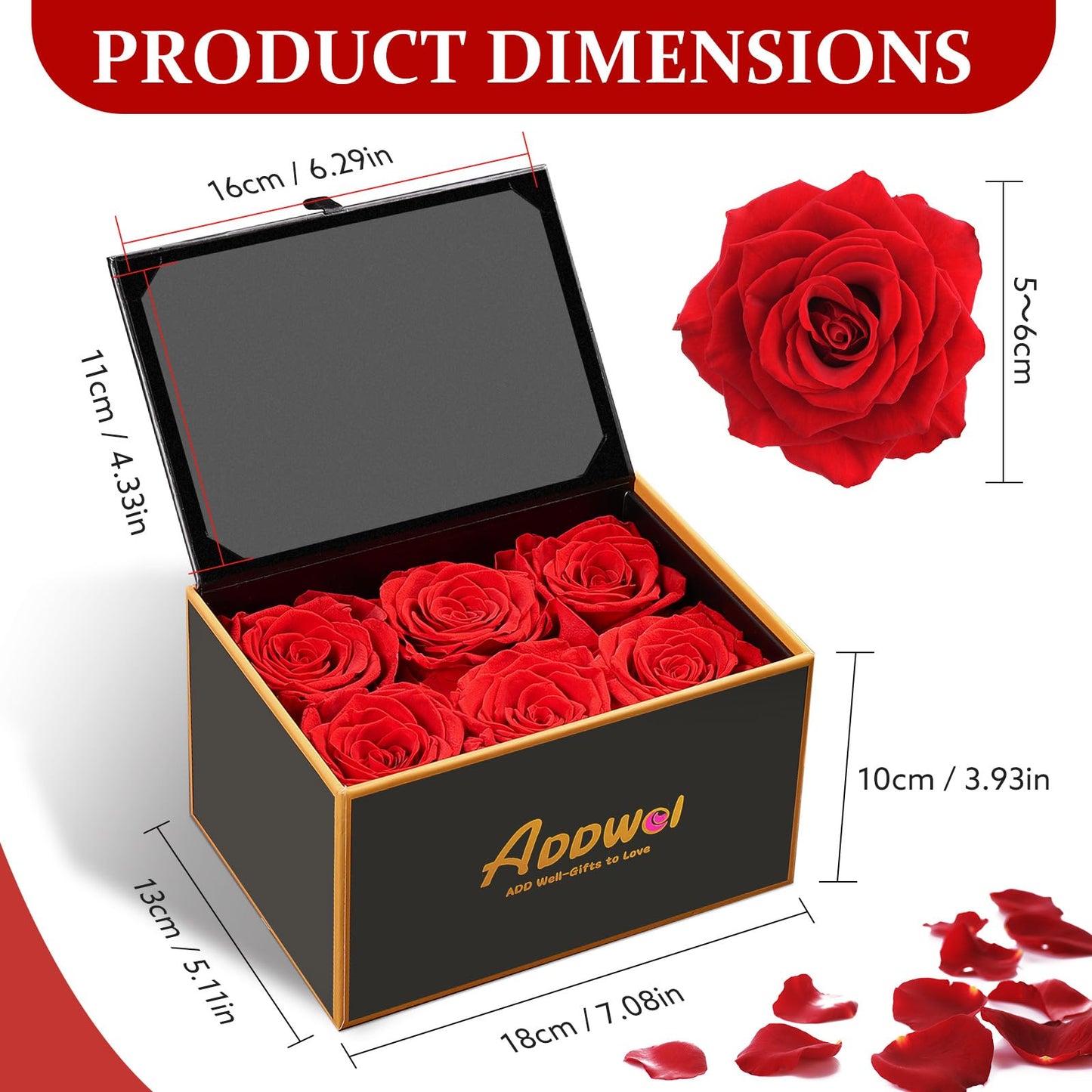 ADDWel Preserved Rose in A Box with 4x6 Picture Frame, Real Eternal Roses, Immortal Roses Gift for Women, Wife, Girlfriend, Mom, or Grandma
