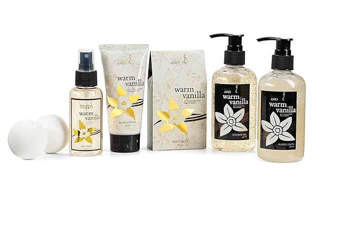 Bath and Body Gift Basket For Women and Men – 8 Piece Set of Warm Vanilla Bath & Body Collection Gift Basket, Includes Shower Gel, Bubble Bath, Body Lotion, Body Mist & More - Appreciation Gift Ideas