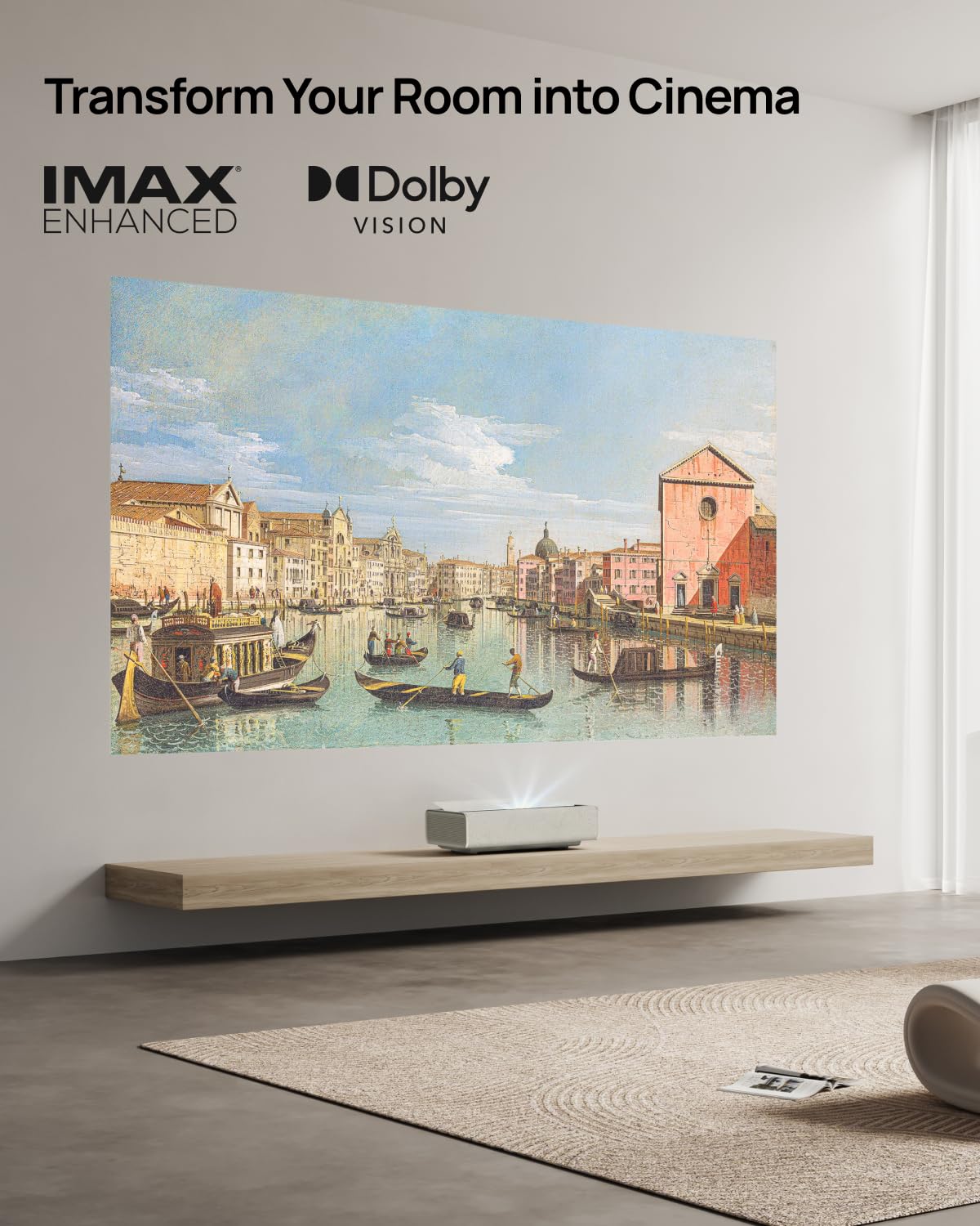 XGIMI AURA Series UST Laser Projector, Dolby Vision, IMAX Enhanced, 1,000,000:1 Dynamic Contrast Ratio, 0.177:1 Throw Ratio, Harman Kardon, 2300 Lumens AURA 2 ATV White