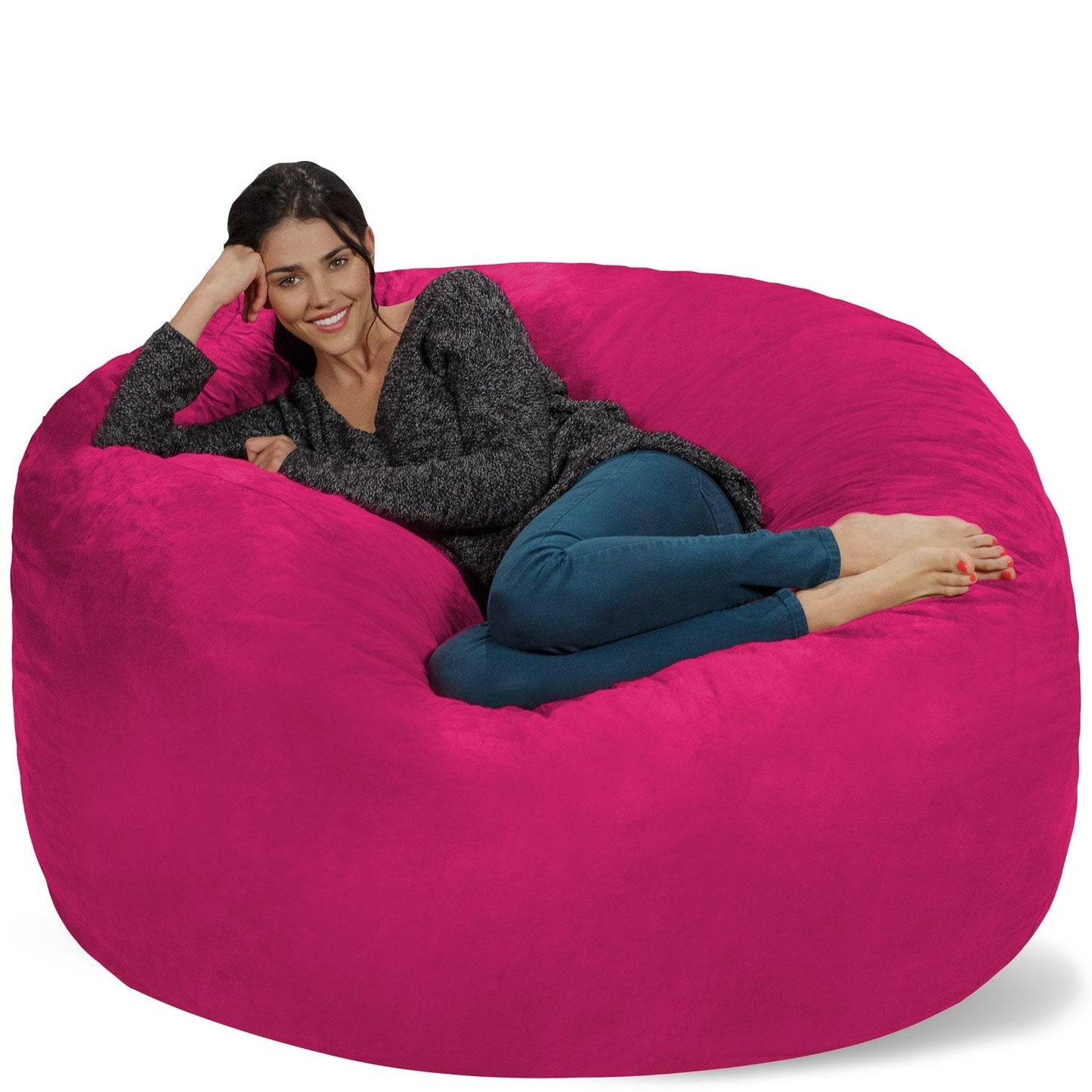 Chill Sack Bean Bag Chair Cover, 5-Feet, Microsuede - Pink