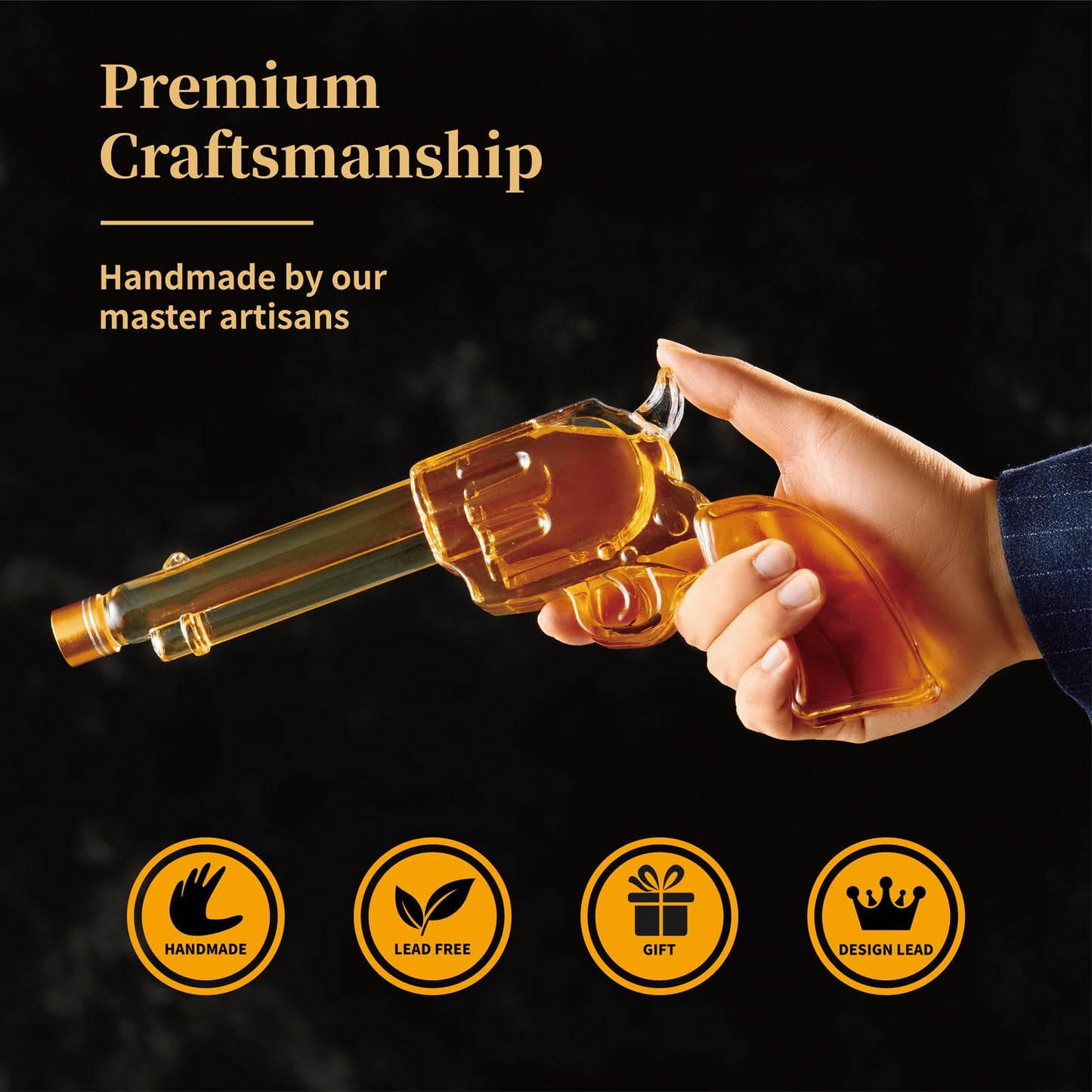 Gifts for Men Dad, Gun Whiskey Decanter Set with Shot Glasses, Unique Western Cowboy Style, Birthday Gift Ideas for Him, Liquor Decanter for Bourbon Alcohol Tequila, Liquor Dispenser Home Bar Drinking