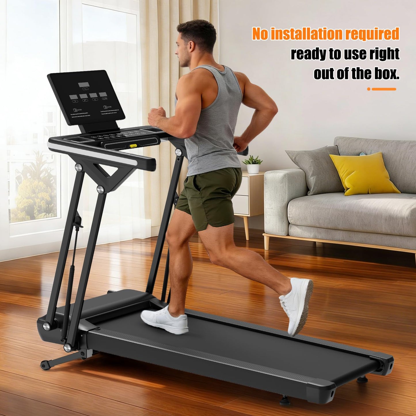 RECOVION Treadmill with Electric Incline and handrails, Running mat Design with Music Playback, 3.5 HP Motor, 300 lbs Weight Capacity, Suitable for Home and Small Office use.
