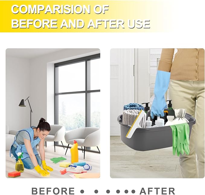 Cleaning Caddy, Cleaning Caddy Organizer with Handle, Plastic Tool Storage Cleaning Supply Caddy for College Dorm, Kitchen, Garden, Under Sink,Gray