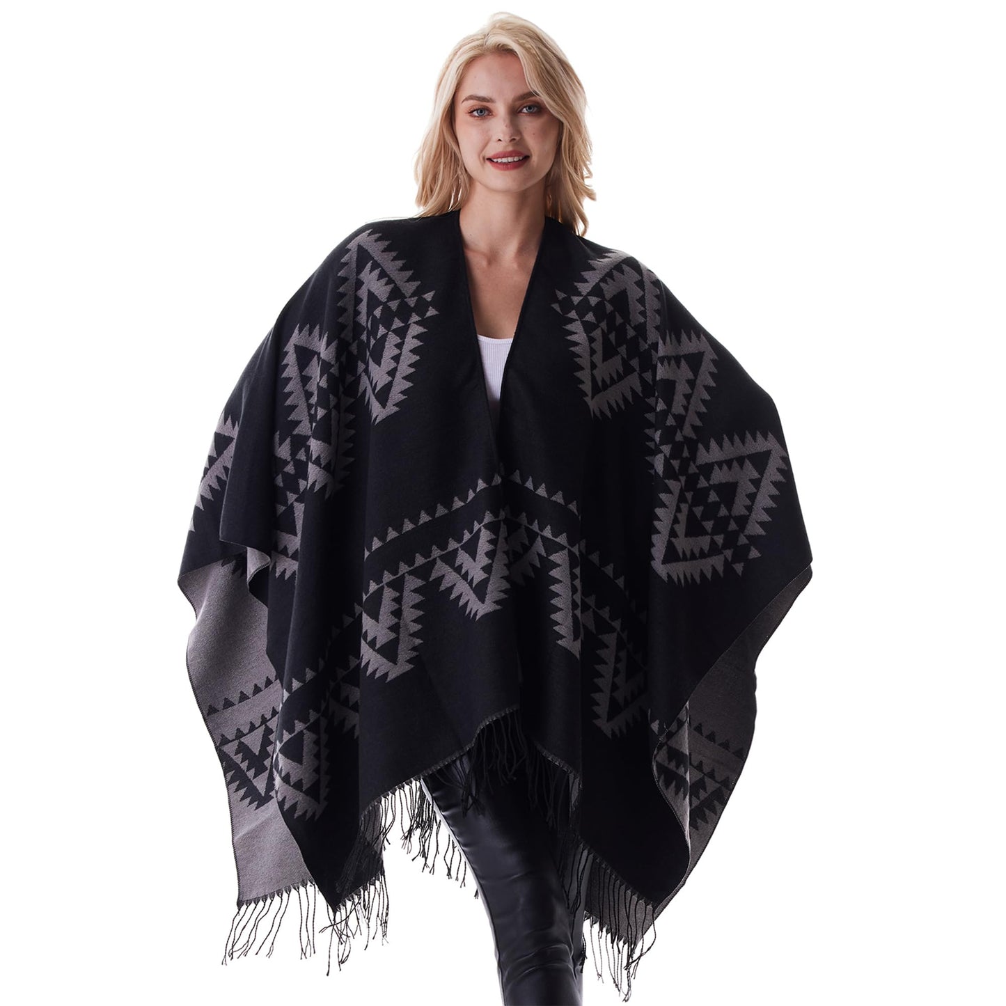 Rofilan Women's Plaid Shawl Wrap Warm Cardigan Open Front Poncho Cape for Central Air Conditioning or Public Chilly Places