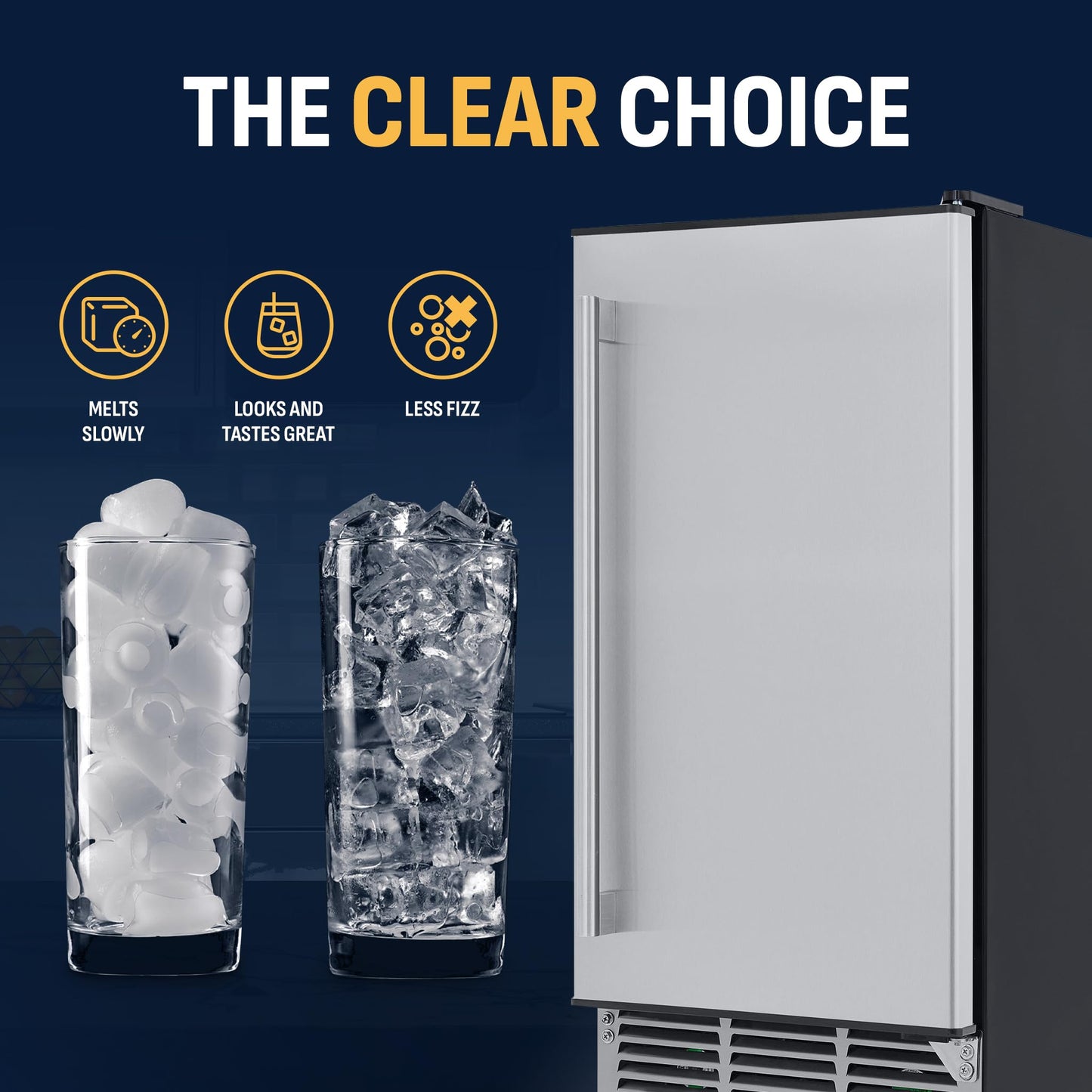Newair 15" Commercial Nugget Ice Maker | Freestanding or Built-in Under Counter Ice Maker with 80 lbs/Day Production | for Home Bar, Kitchen & Restaurant Use | Stainless Steel