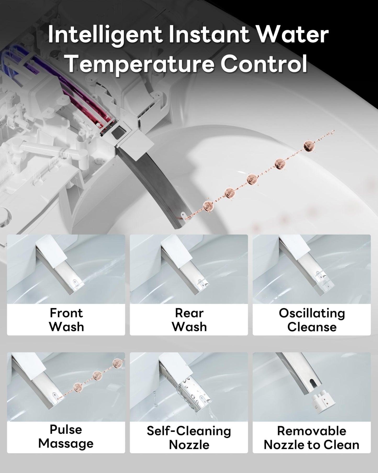 CANEST Smart Toilet with Bidet Built in, Auto Open Close Lid, ADA Height, Smart Temperature Control, Dual Flush with Tank, Heated Seat, Warm Dryer, Remote Control (TC-200GE NEW)