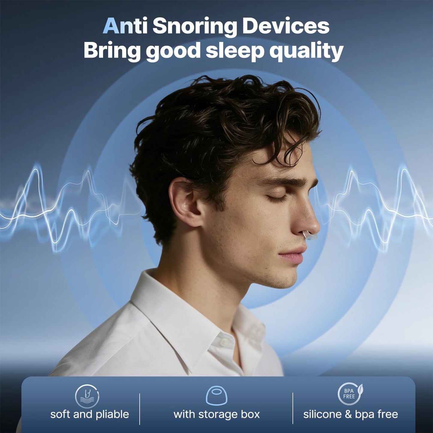 OHALEEP Anti Snoring Devices, Snore Stopper with Adjustable Magnet, Silicone Nose Clip Stop Snoring, Effective to Relieve Snoring, Snoring Solution for Comfortable and Quieter Sleep, Clear, M