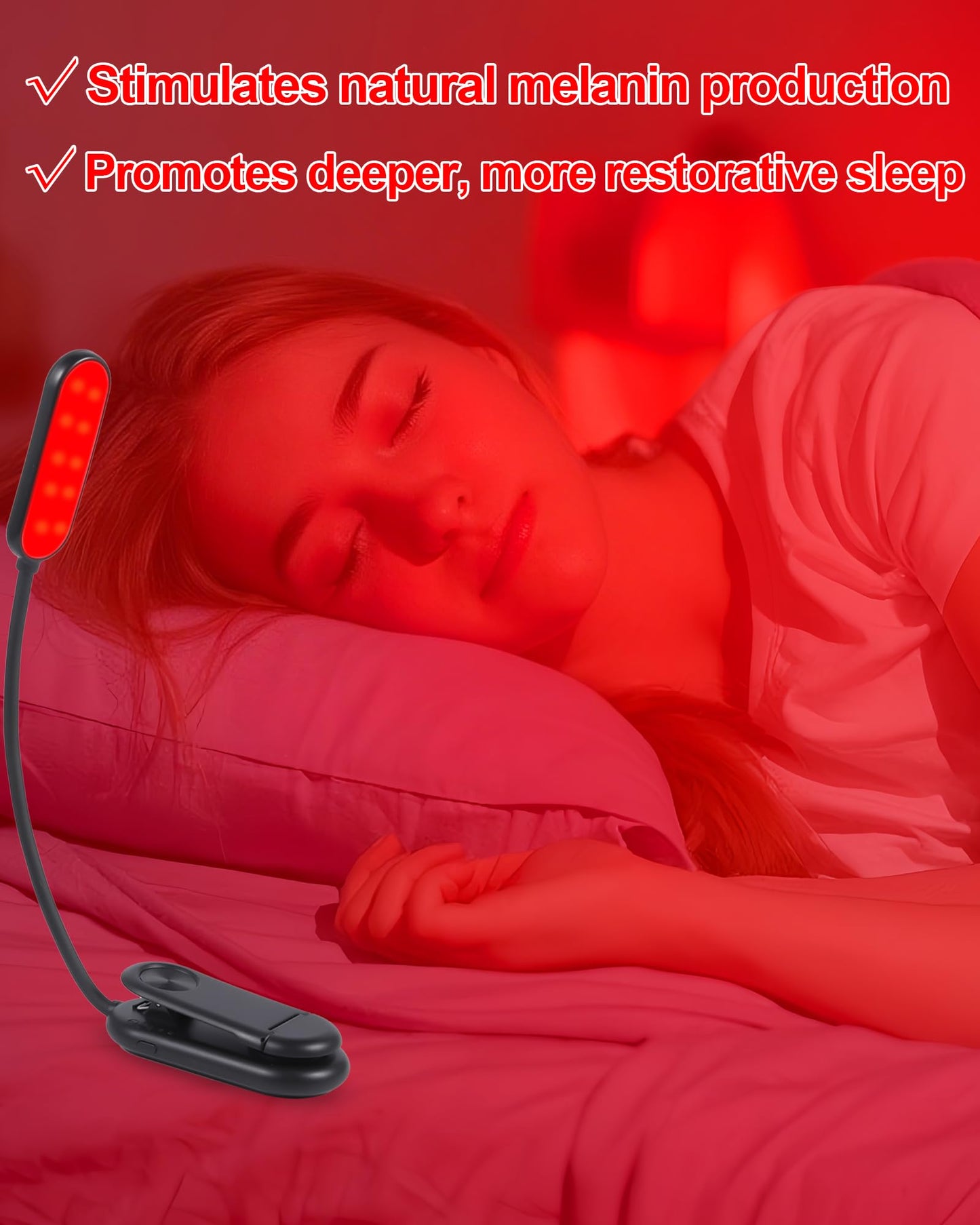 Finezeal 625nm Red Book Light [2 Pack] - Zero Blue Light, Rechargeable Clip On Red Reading Light Lamp for Reading at Night - Poratble Dimmable LED Book Lamp, Gift for Lovers Travel Studying Nursing