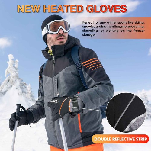 Telguua Heated Gloves for Women Men,Electric Rechargeable Heated Work Glove Ski Mitten Waterproof Touchscreen Heated Gloves (Grey, S)