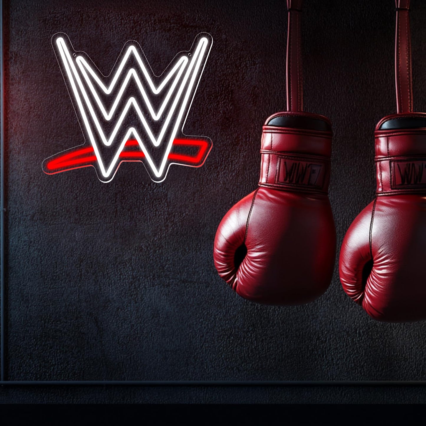Wrestling Neon Sign, LED Wrestling Neon Sign for Wall and Room Decor, USB Night Light for Game Bedroom Birthday Competition Party Gifts (Red White)