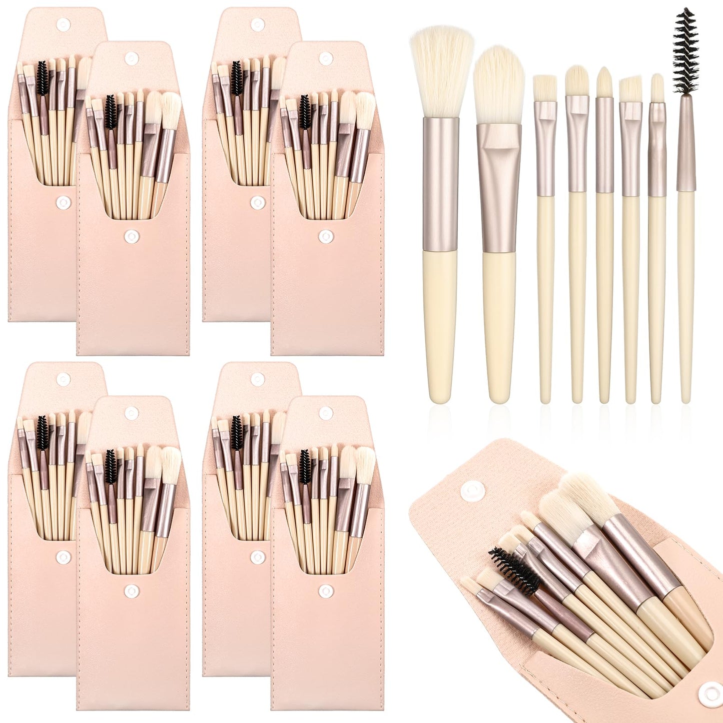 8 Sets Makeup Brushes Bulk Travel Size Make up Brush Set for Wedding Bridal Shower, Bachelorette Party Bridesmaid Gift Favors, M
