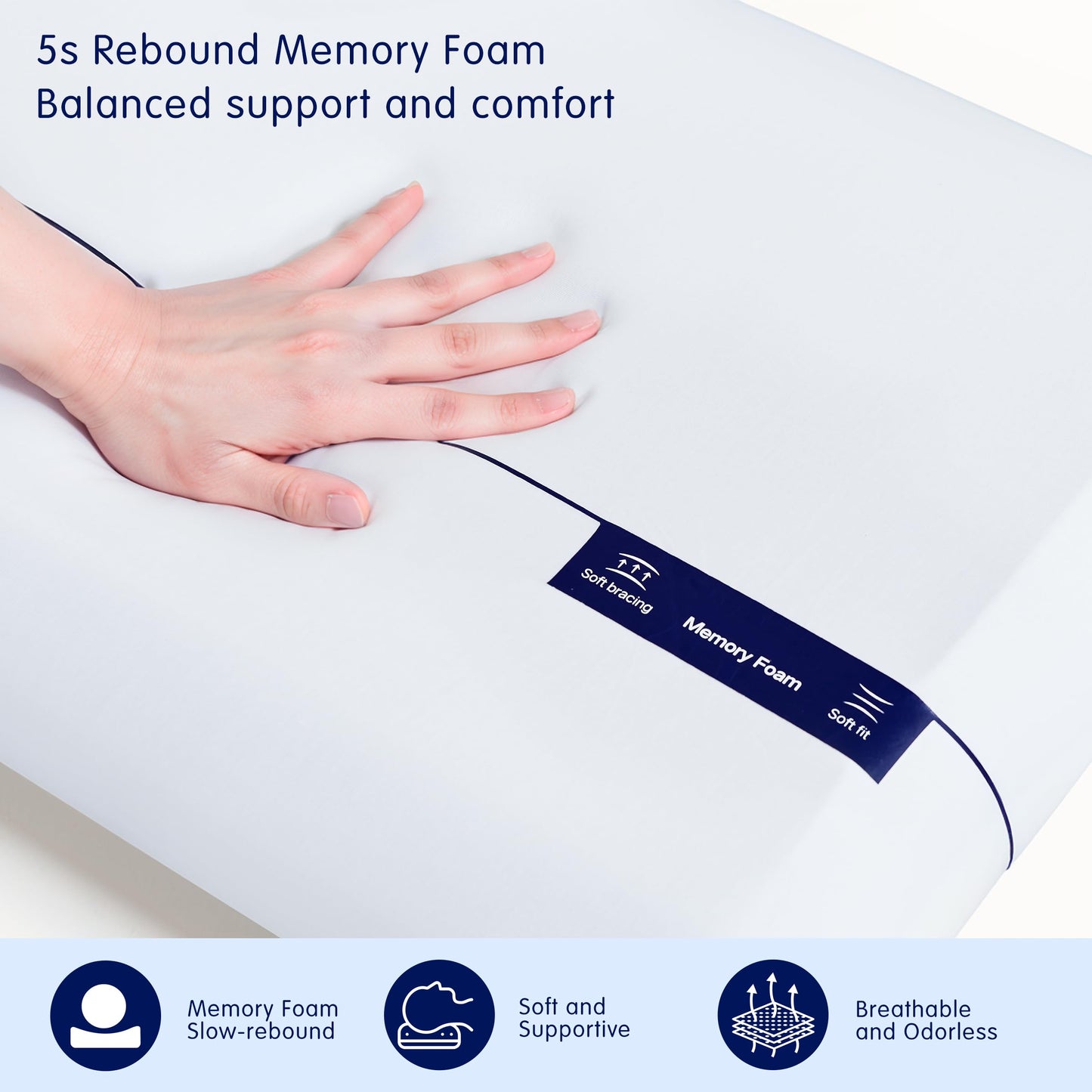 SyMax Cooling Memory Foam Pillow for Neck Pain Relief, Firm Ergonomic Cervical Neck Pillow, Soft Supportive Pillows for Side, Back, Stomach Sleepers, Two Firmness, Free Eye Mask Included