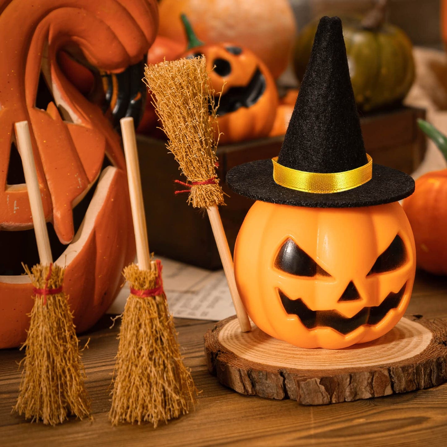ZHWKMYP 14Pcs Mini Witch Hat, Small Black Witch Hats for Crafts Halloween Party Decor