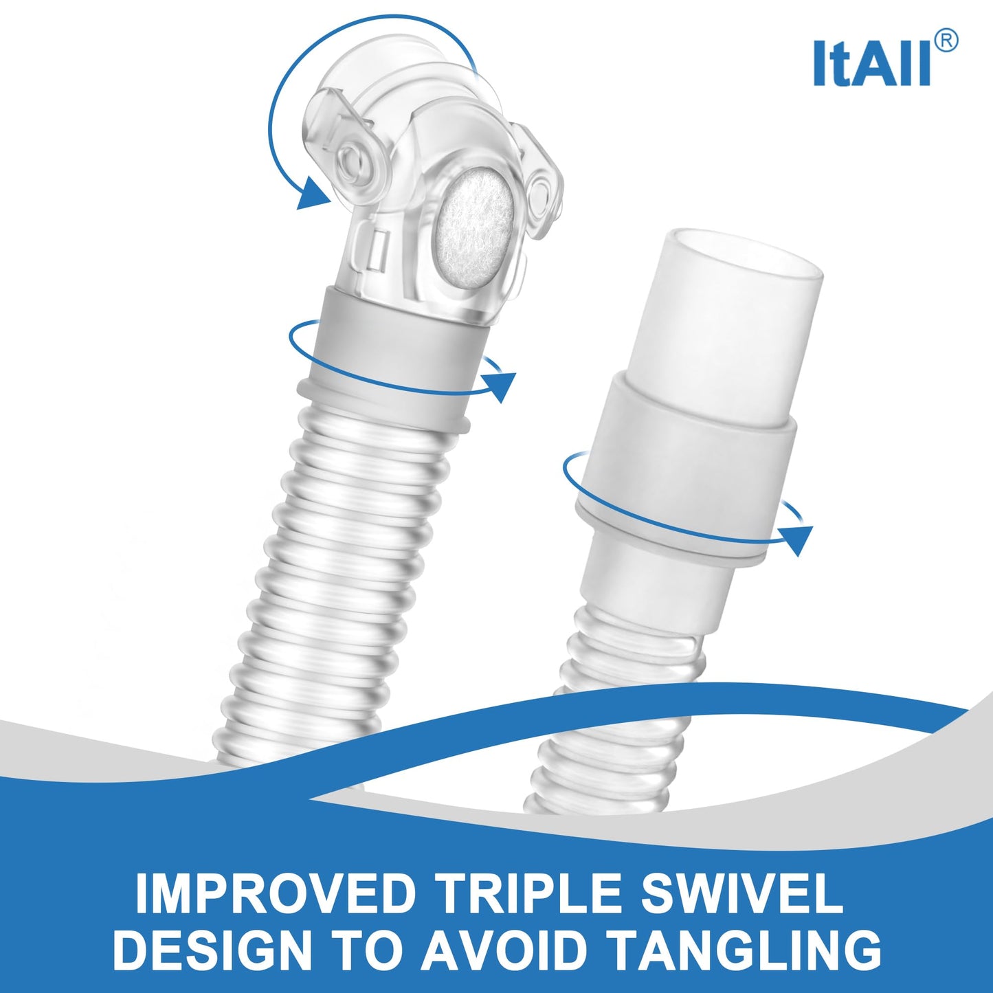Replacement Set for Airfit P10，Headgear Tube Frame Assembly for P10，Improved Swivel Design Without Leakage, Added Flexibility & Lower Noise, ItAll Supplies for CPAP Users (No Cushion)