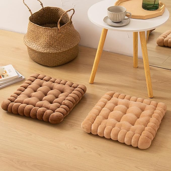 vctops Velvet Chair Pad Seat Cushion Solid Color Square Seat Pad Indoor Floor Cushion Super Soft Warm Chair Cushion Pad for Home Kitchen Dining Room Office (Camel,16"x16")