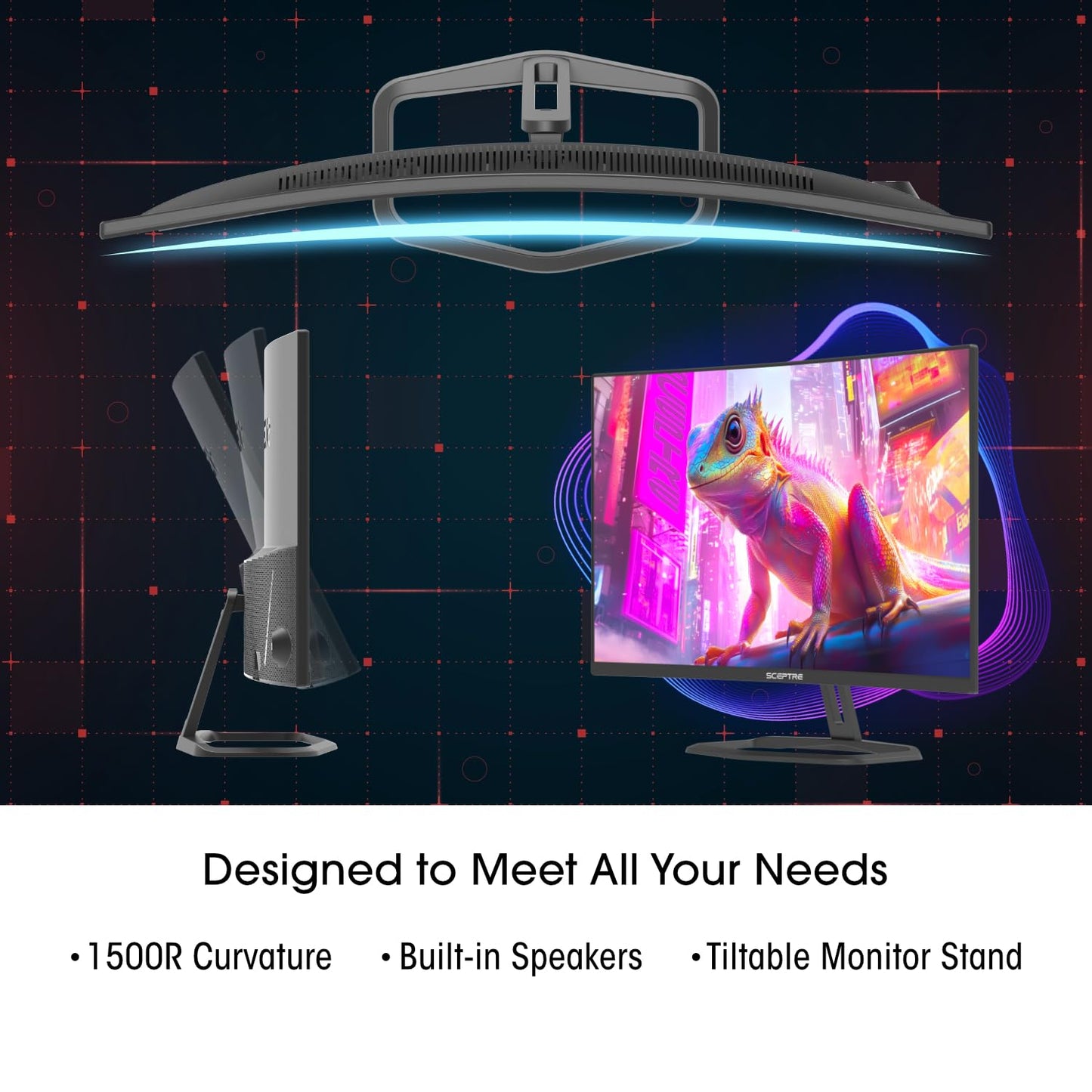 Sceptre Prime Curved 32 inch Gaming Monitor 1080p DisplayPort up to 260Hz 1500R FreeSync Premium 1ms Build-in Speakers, Machine Black 2026 (C325B-FW260D Series)