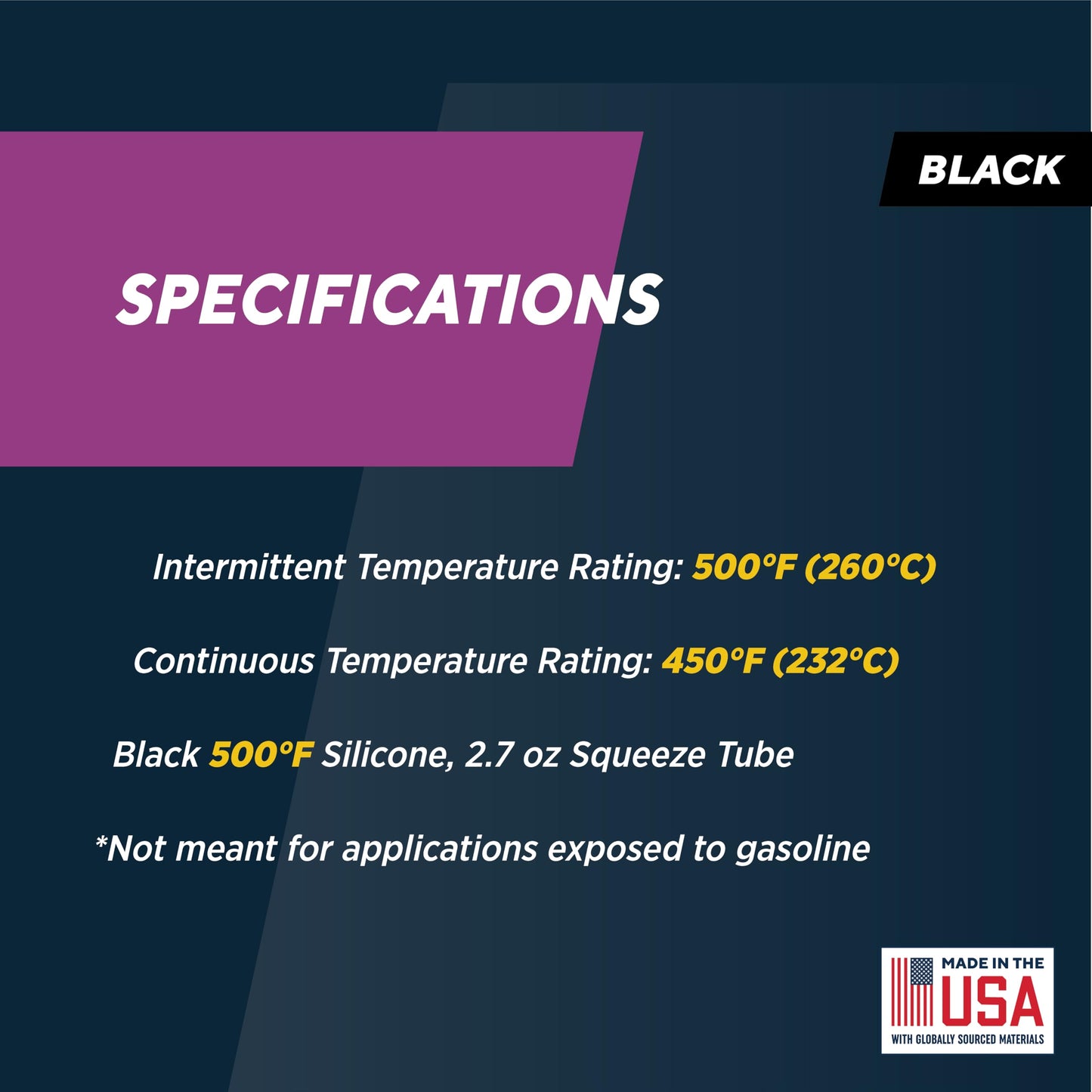Rutland 500°F RTV High Heat Silicone Sealant Black, USA-Made High Temperature Gasket Maker Adhesive - UV Stable, Oil Resistant & Non-Corrosive